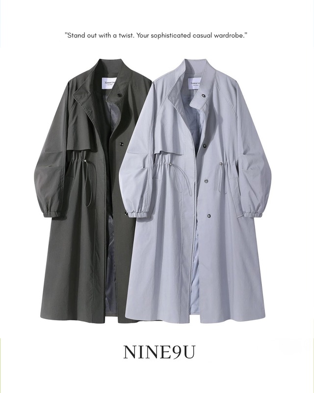 oversize long trench coat 3color【NINE0269】