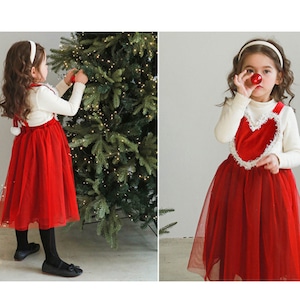 クリスマスハートデザインメッシュワンピース