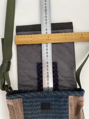 絣柿渋手作りアートショルダーバッグ　現品お届け