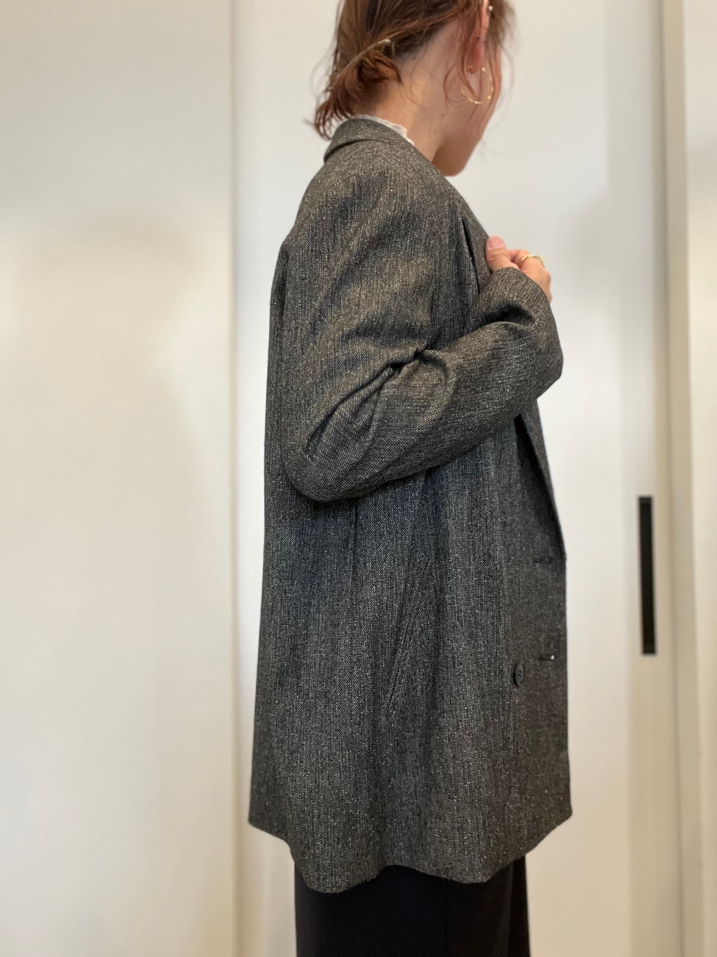 【PASSIONE】セットアップ可 杢ツイード調ウール混ジャケット 536414