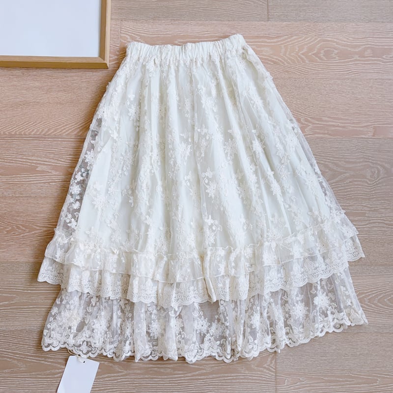 Favorite 刺繍&レース雪花レースポンチョフェイバリット森ガール