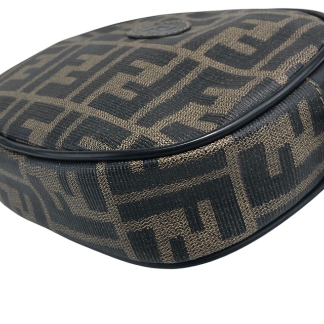 FENDI フェンディ ズッカ ショルダーバッグ ブラウン ロゴ PVC レザー ミニバッグ ラウンド vintage ヴィンテージ オールド 4wmehy