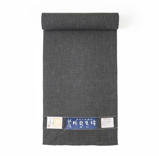 着物反物《片貝木綿》ピンチェック black × off white
