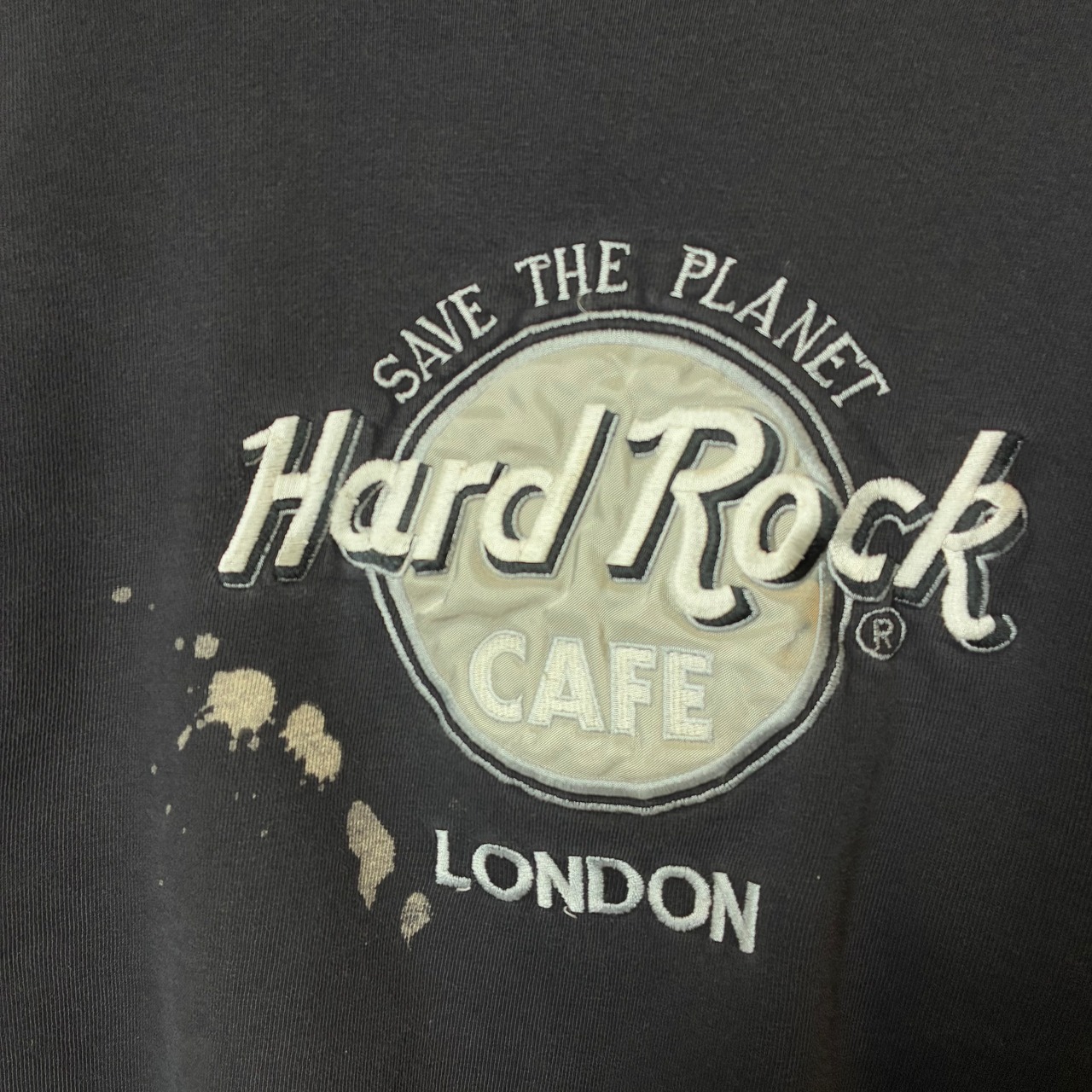 90s Hard Rock CAFE LONDON ブラックフェードスウェット　シルバー刺繍　