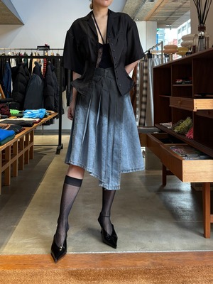 【26SS】Feng Chen Wang フェンチェンワン / Indigo gradient pleated denim skirt / デニムスカート
