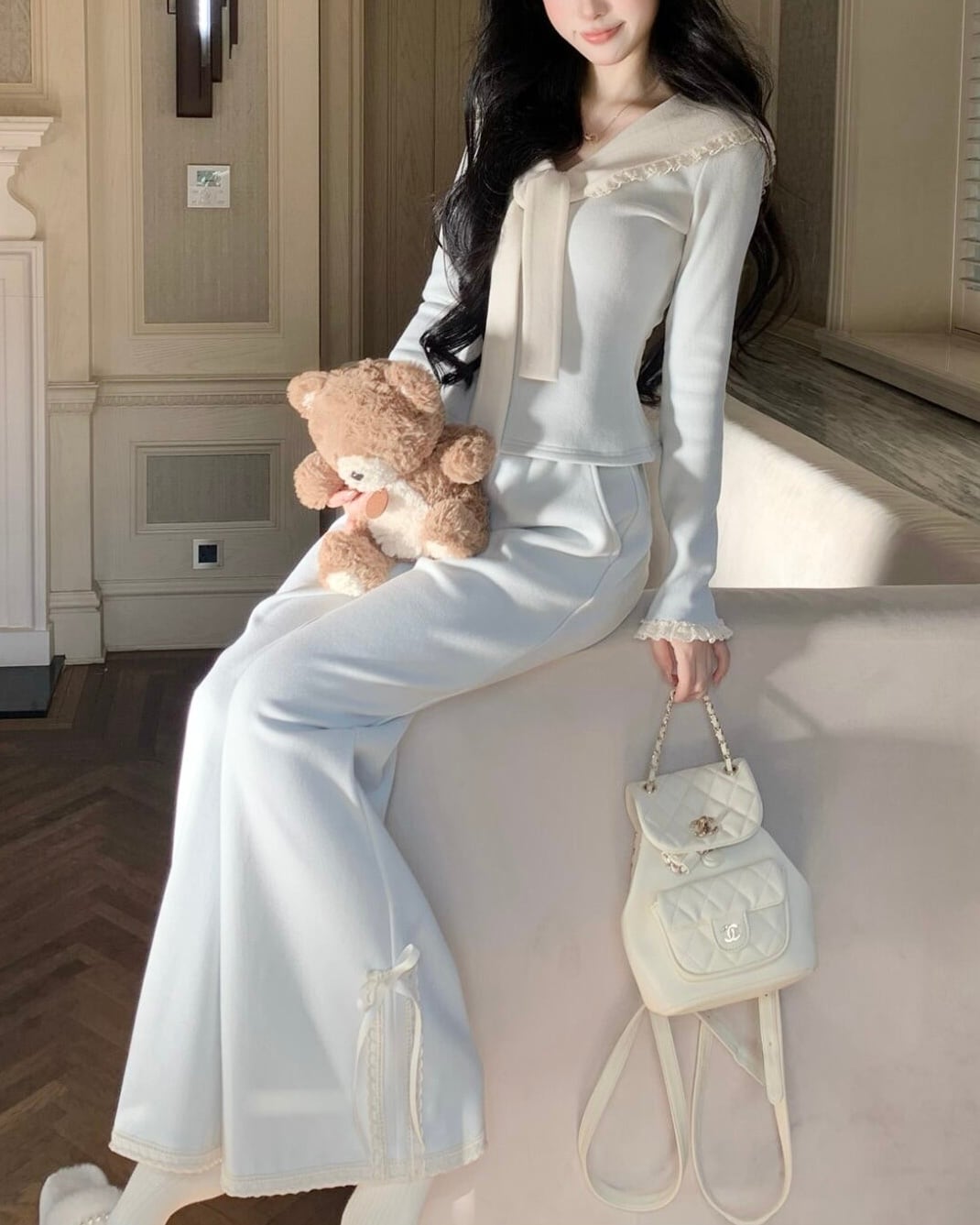 サイドレースソフトフレアパンツ 2508559