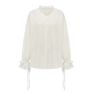 [oinimi] French pleated standing collar poet shirt