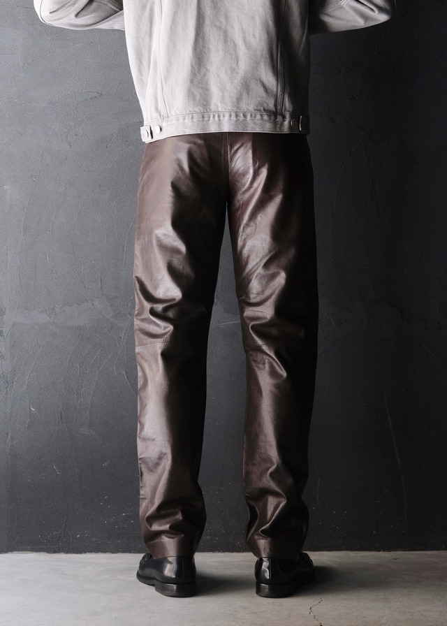 90's HELMUT LANG tapered smooth leather trousers