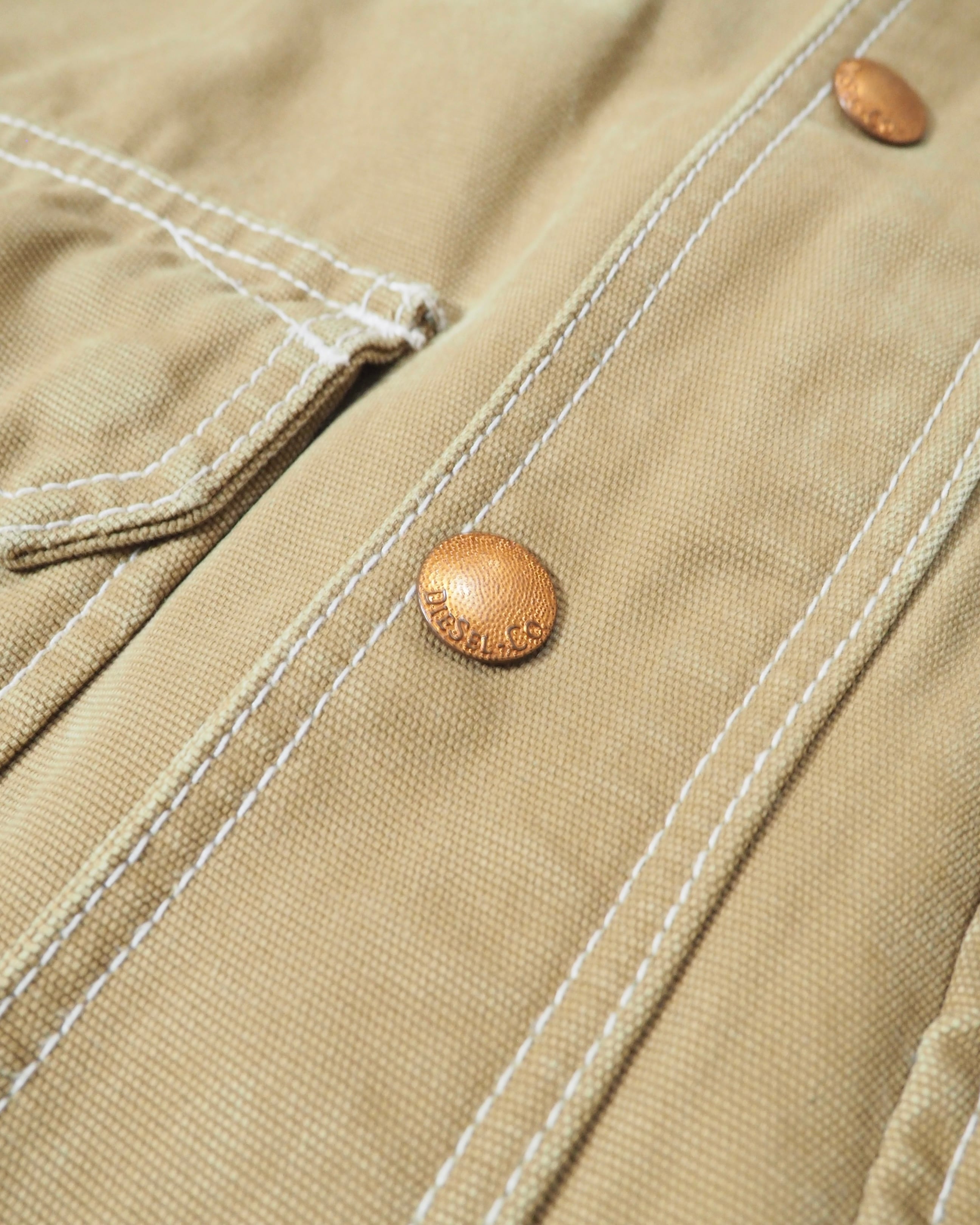 " DIESEL " Suede Leather Switching Cotton Duck Work Jacket