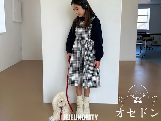 【jejeunosity】ランダムチェックエプロンドレス  JUNIORサイズ 130〜140cm 240215je