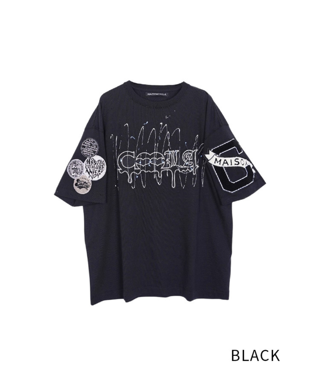 パッチ&ペイントルーズTシャツ (BLACK)　CQ-46032