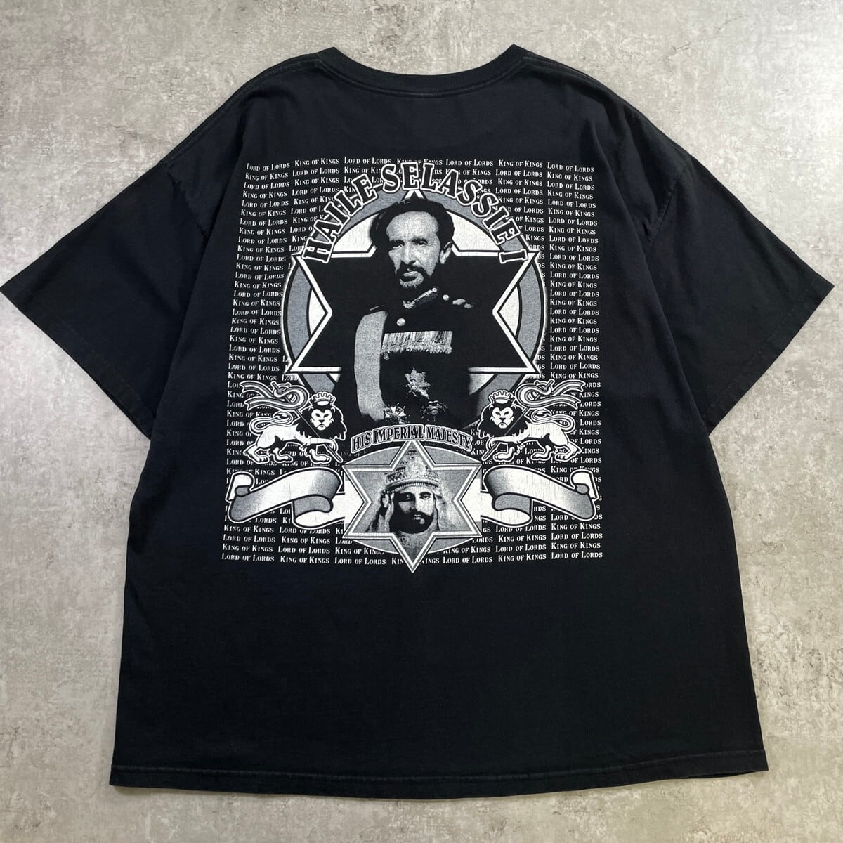 90s 00s ハイレセラシエ vtg tシャツ RASTAFARI レゲエ 00年代 ハイレセラシエ1世 偉人 フォトプリントTシャツ メンズ2XL 古着