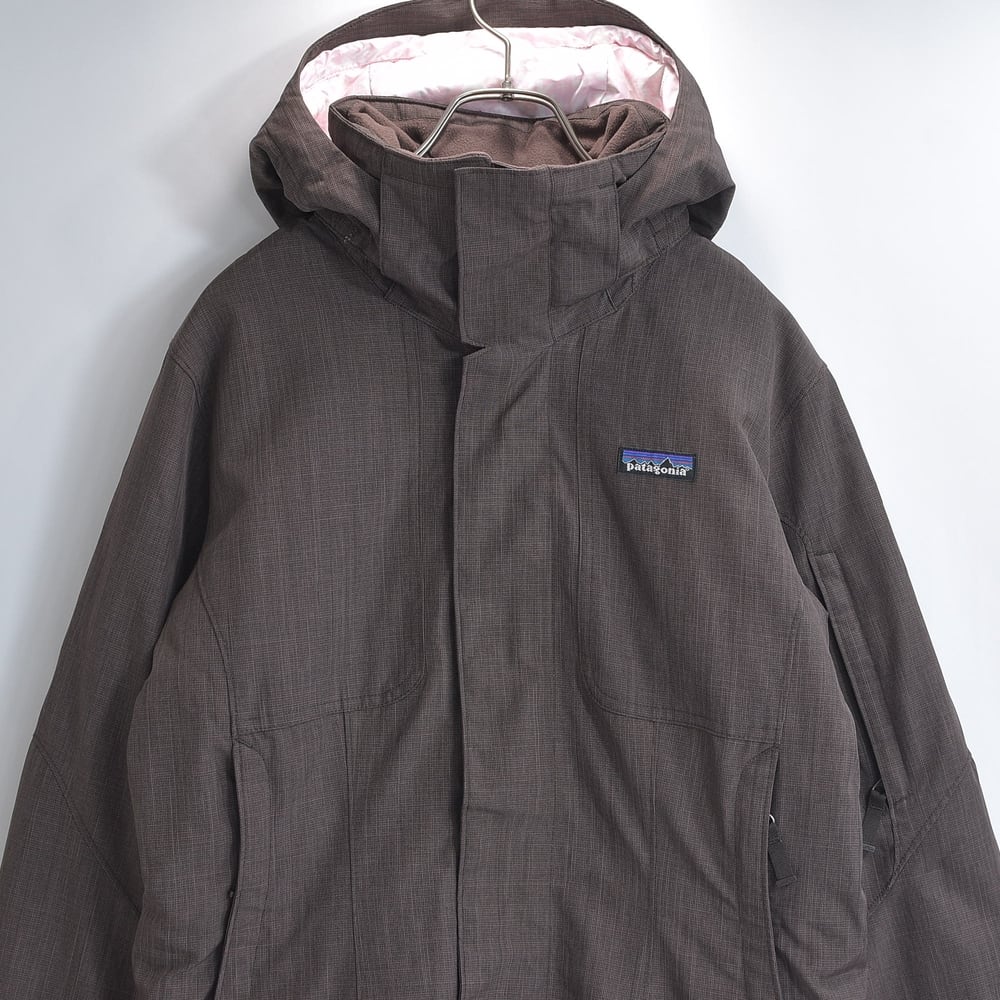 patagonia パタゴニア F8 スノージャケット h2no マウンテンパーカー フード着脱 ベンチレーション パウダーガード 総柄裏地 ブラウン USED ヴィンテージ ビンテージ 古着 レディース M相当