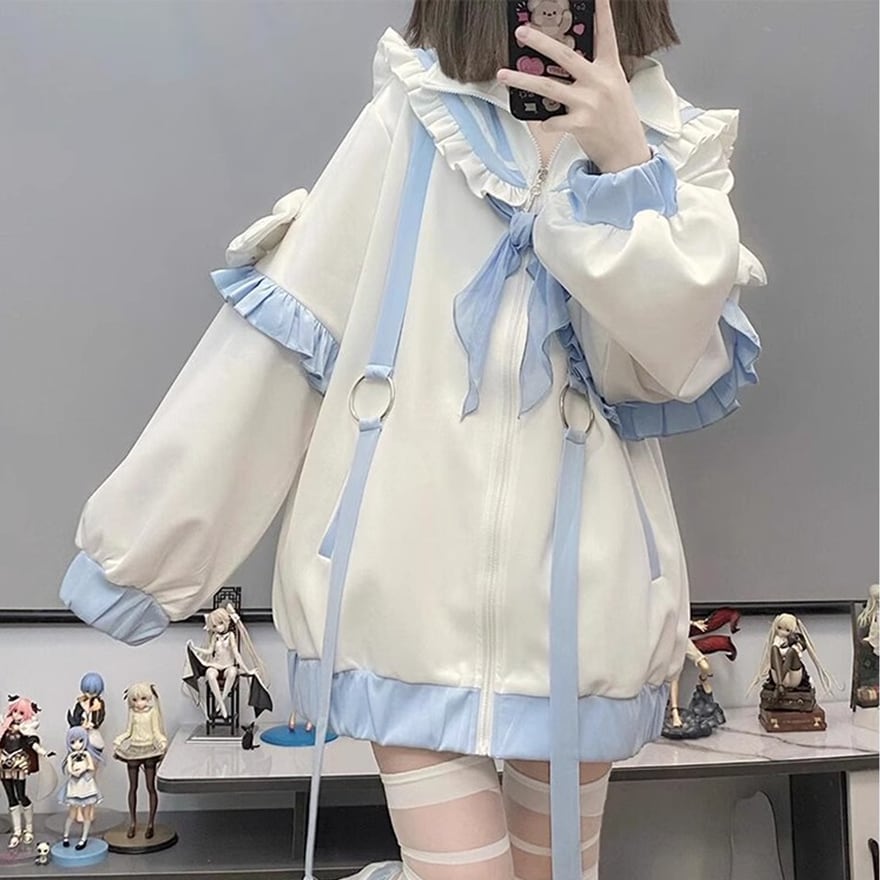 サブカル 服 地雷系 通販 天使界隈 量産型 セーラー風 ジャケット レッグカバー JKロリータ かわいい