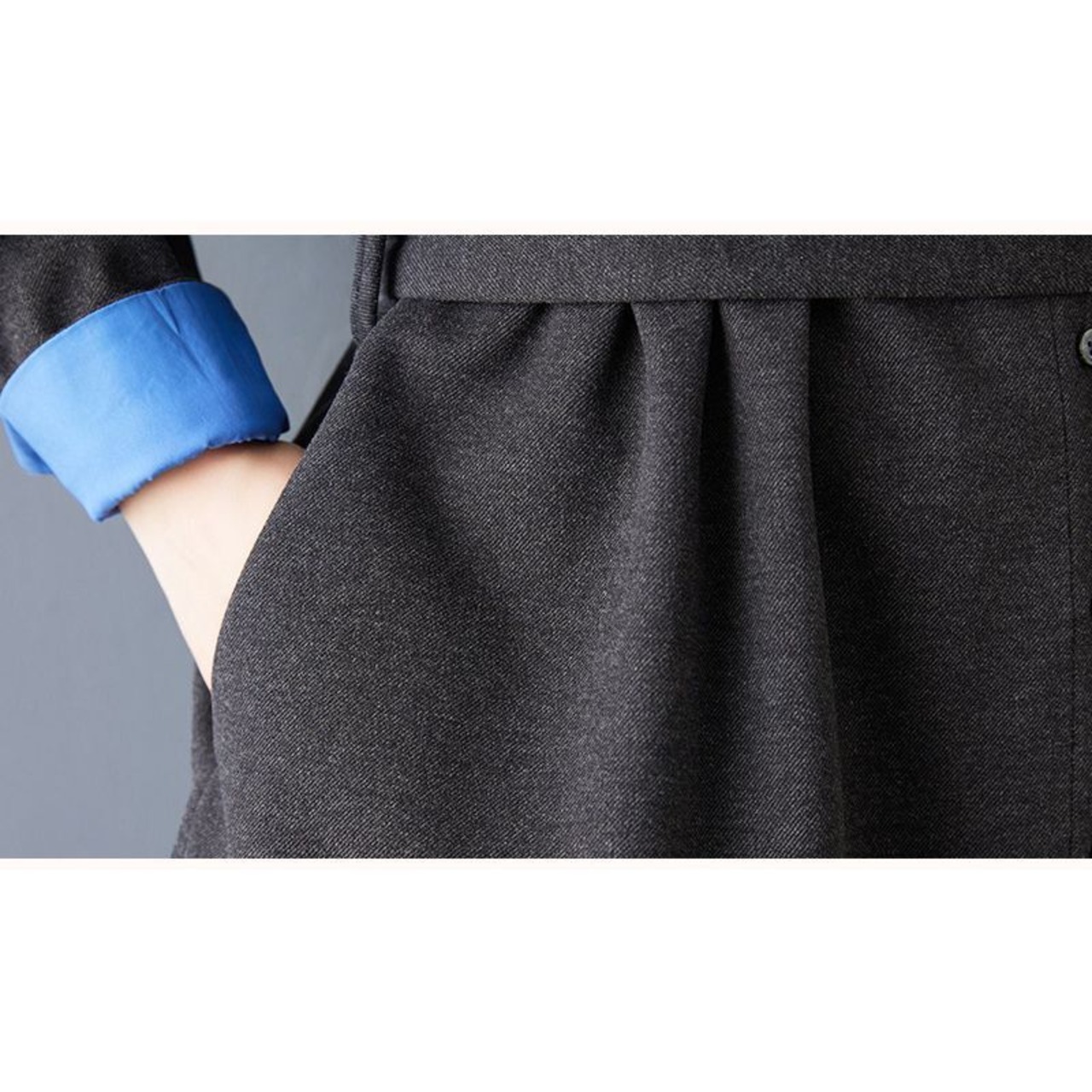 レイヤード風 配色 シャツワンピース  00130