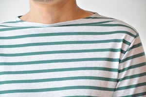 セントジェームス SAINT JAMES 薄手ボーダーシャツ半袖(PIRIAC)GRIS CL/FOREST T4