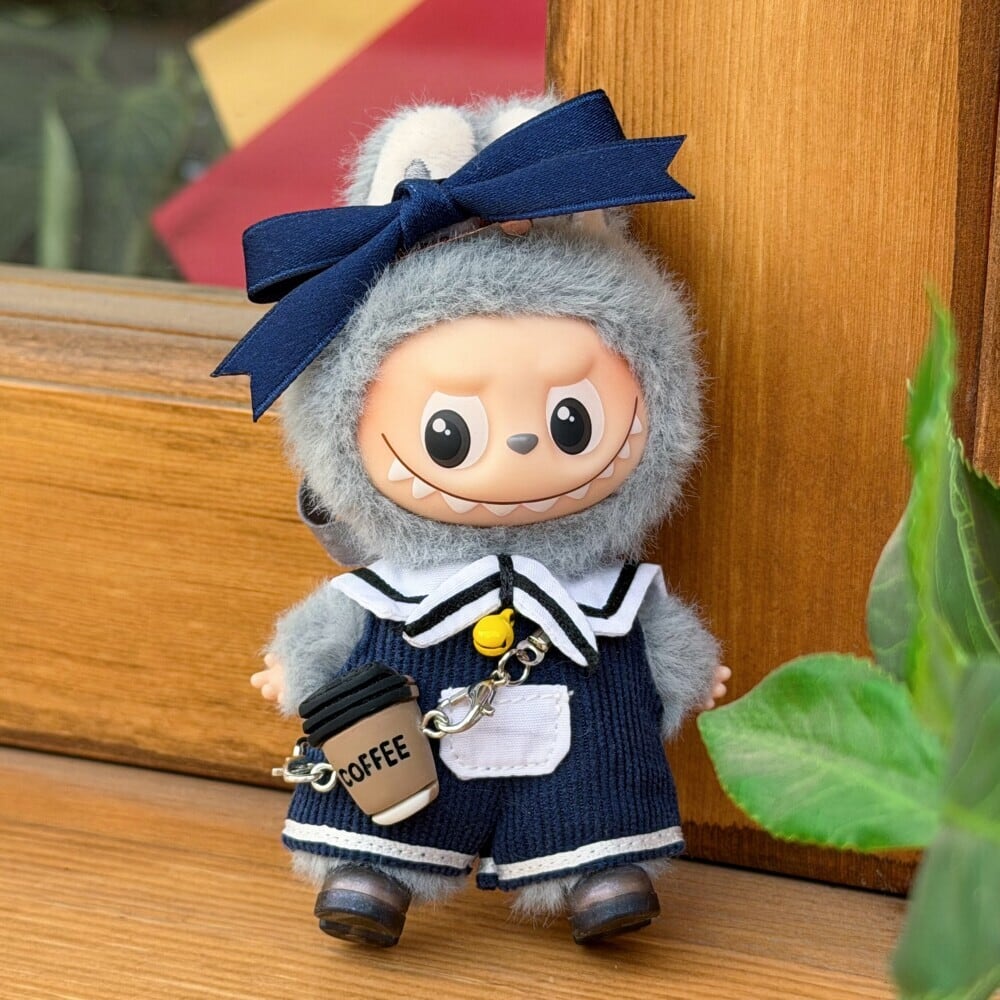 可愛いドール服!Labubu ラブブ 4.0 着せ替え服 10cmサイズ 学院風&セーラー風 フルセットコーデ かわいいドール衣装