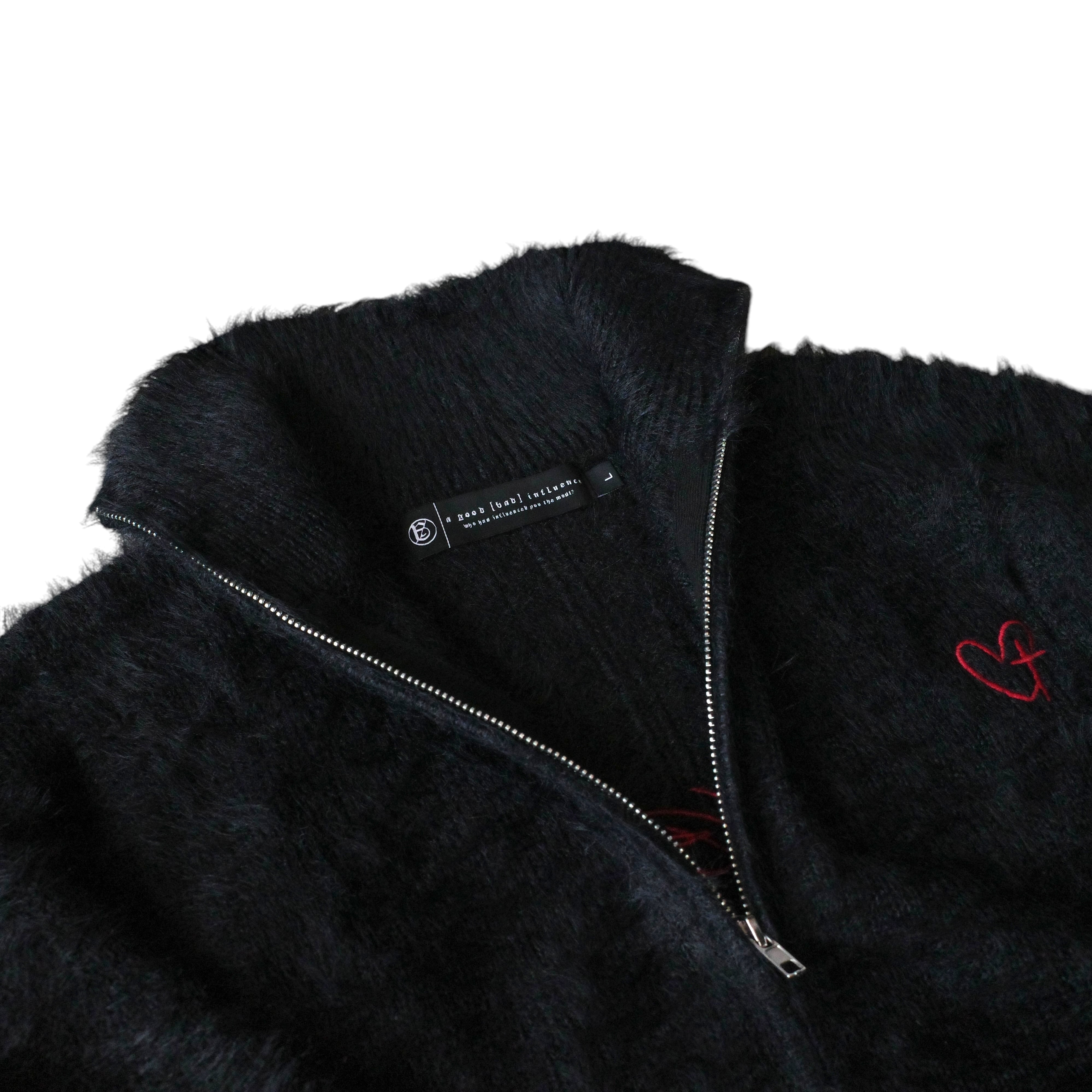 【A Good Bad Influence】HEART CROSS ZIPPED MOHAIR 全2色 A Good Bad Influence】HEART CROSS ZIPPED MOHAIR SWEATER