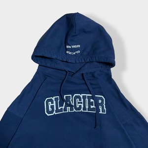 【Renegade Club】グレイシャー国立公園  GLACIER NATIONAL PARK 刺繍ロゴ 袖ロゴ スウェット パーカー フーディー プルオーバー XL ビッグシルエット us古着