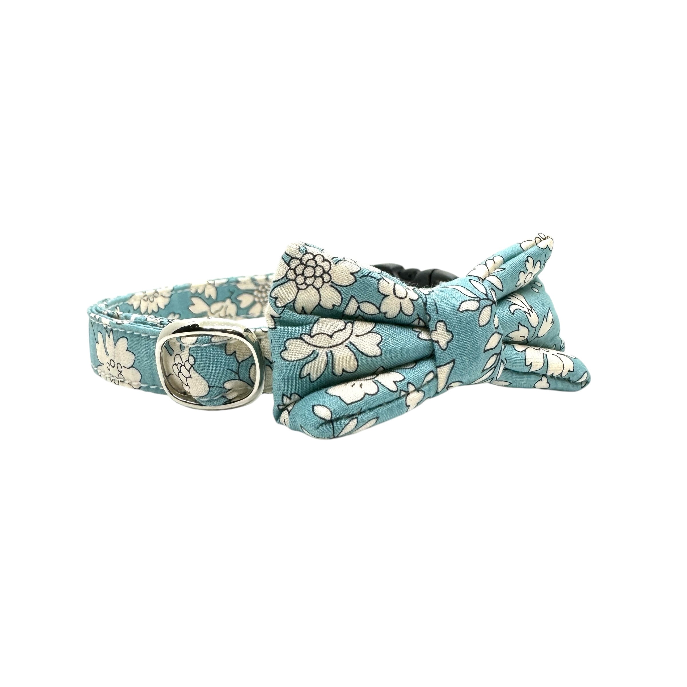 猫 犬 首輪 リバティプリント × Capel リボン クラシックライトブルー