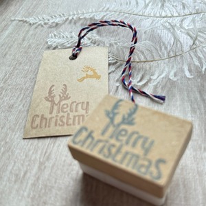 はんこ ハンコ かわいい イラスト クリスマス MerryChristmas トナカイ つの おしゃれ プレゼント カード ラッピング 消しゴムはんこ スタンプ