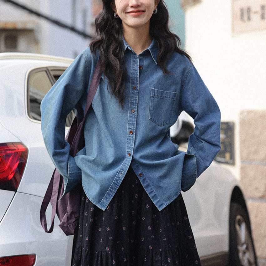 long sleeve denim shirt　J00161