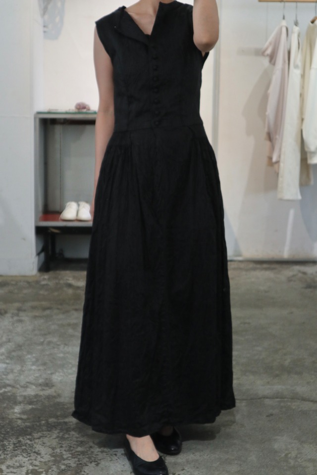 black gathered maxi one-piece