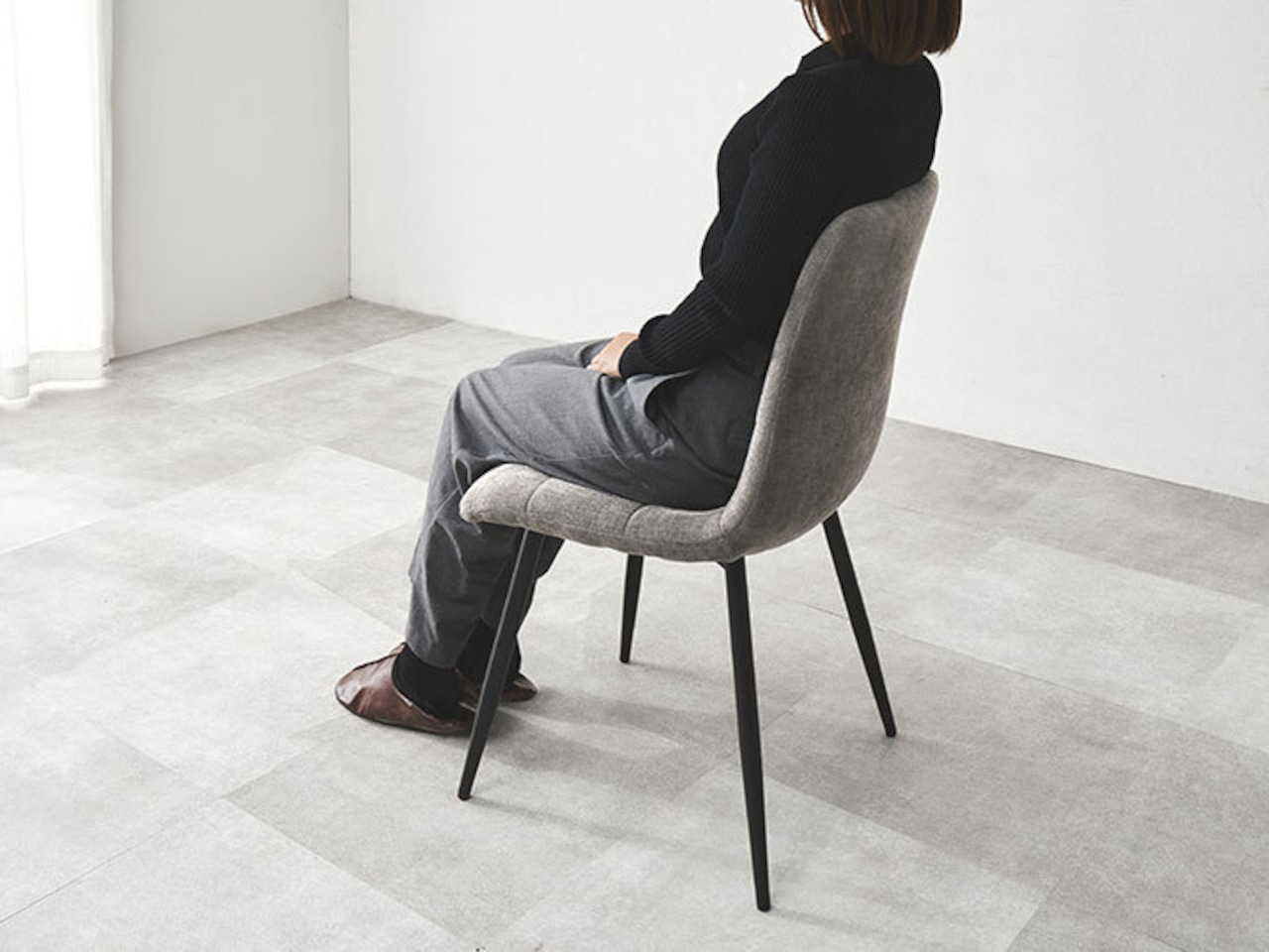 75×75cmカフェテーブル3点セット 大理石調 【チェア:グレー】・画像15