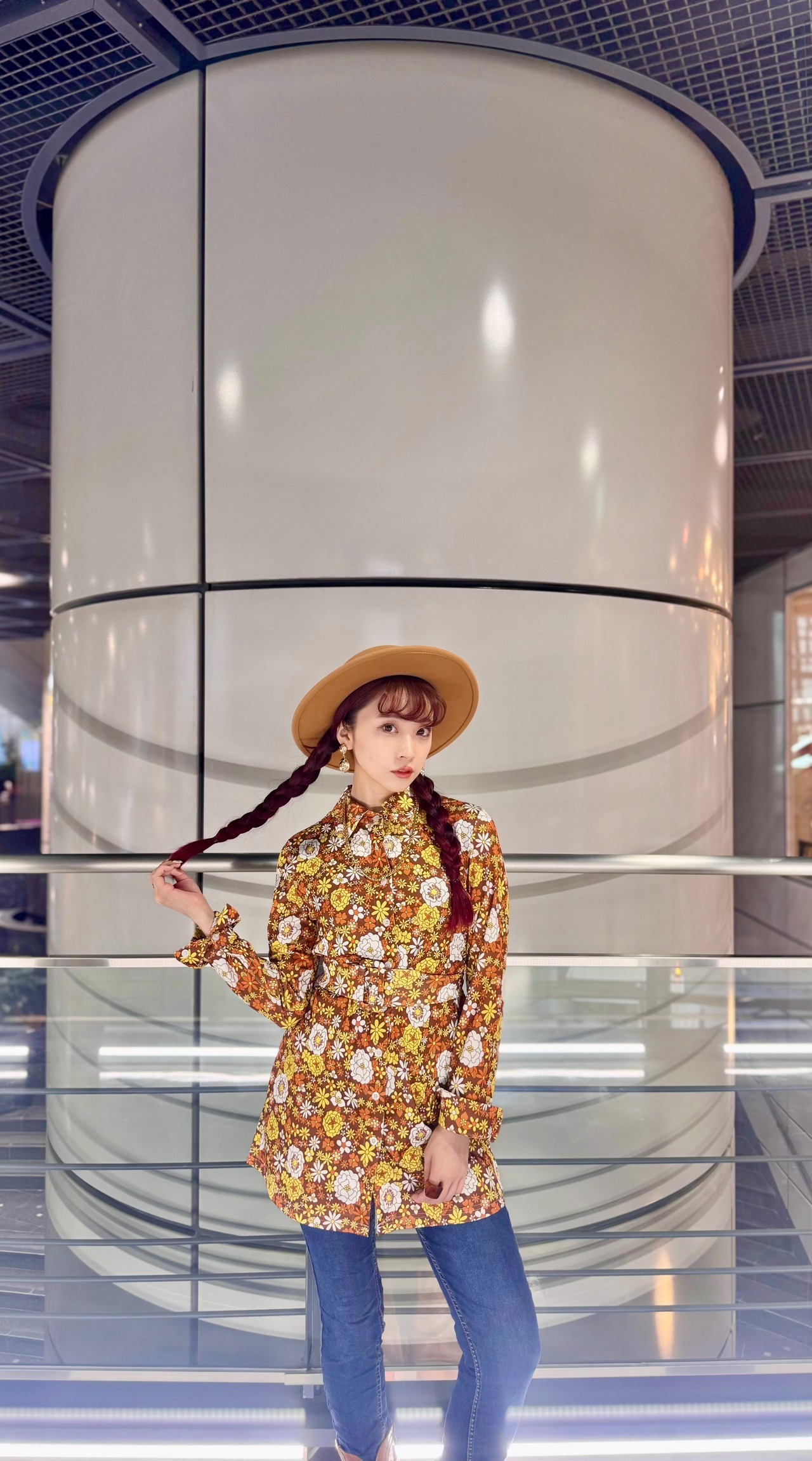 RERE　レトロ花柄シャツ