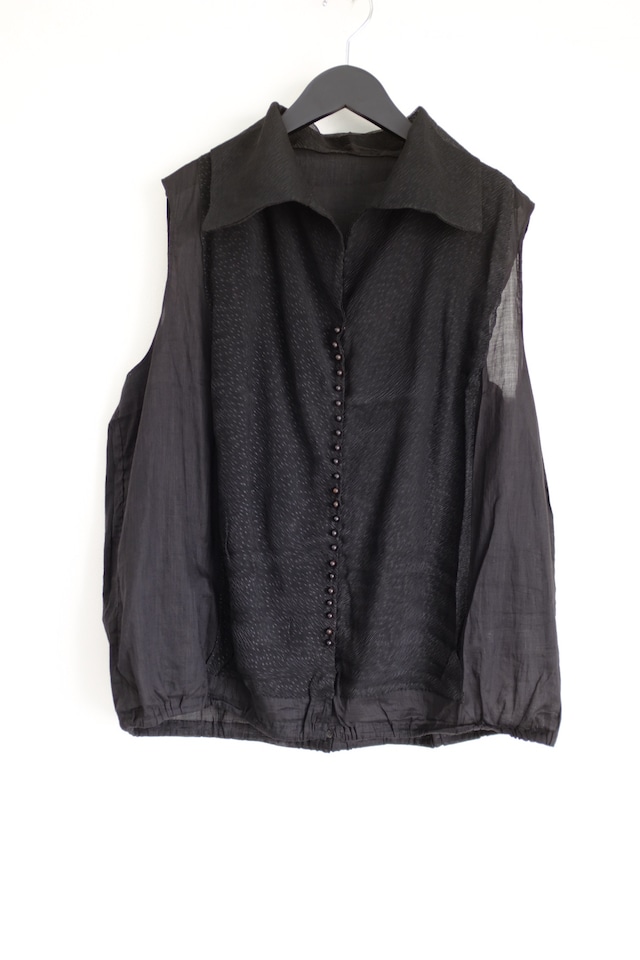 [antique]French antique cotton silk sleeveless blouse