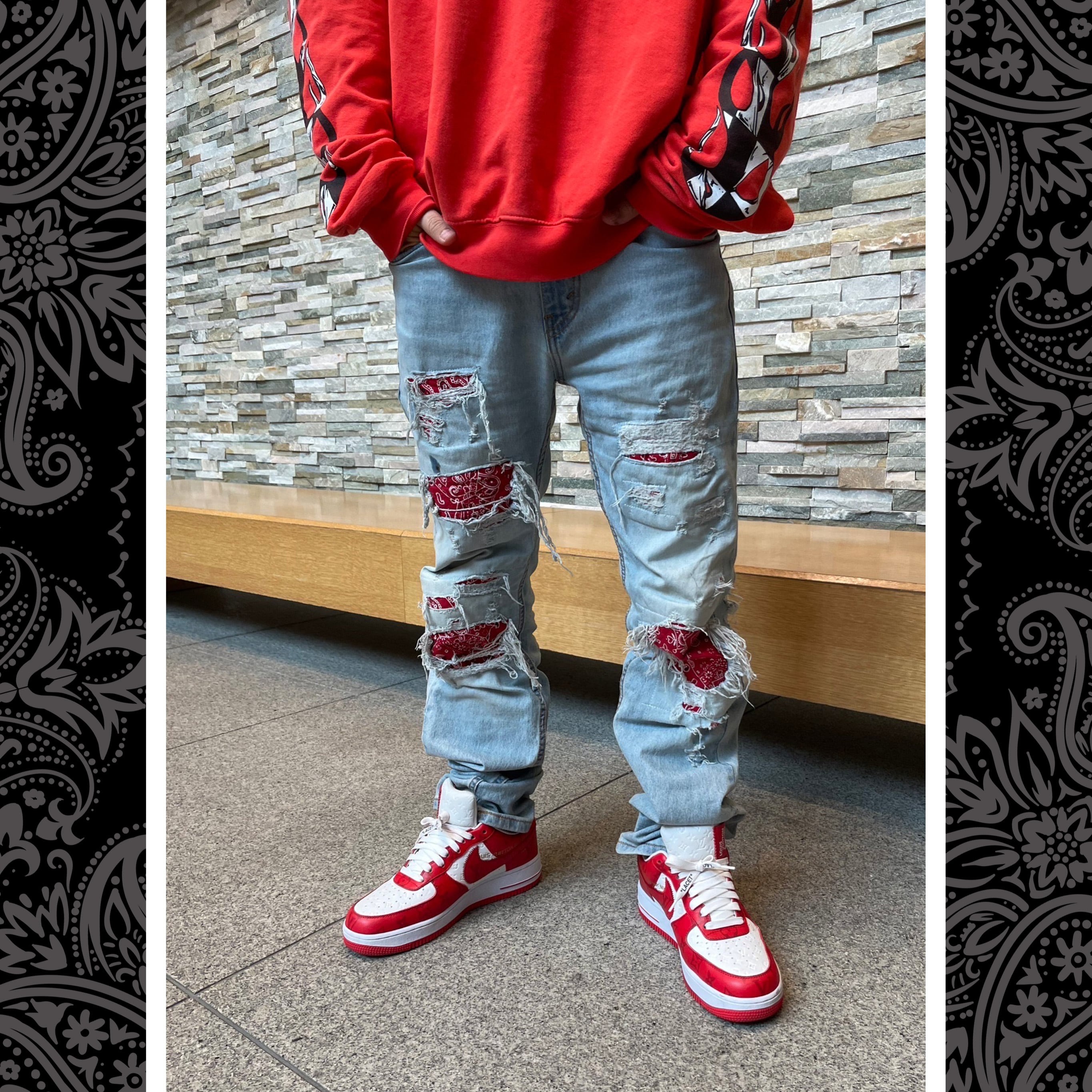 iRis × RERAISE CUSTOM ORDER DENIM PANTS RED】 | irisjapan