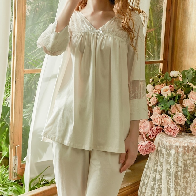 【3color】flower lace sheer design pajamas p1143