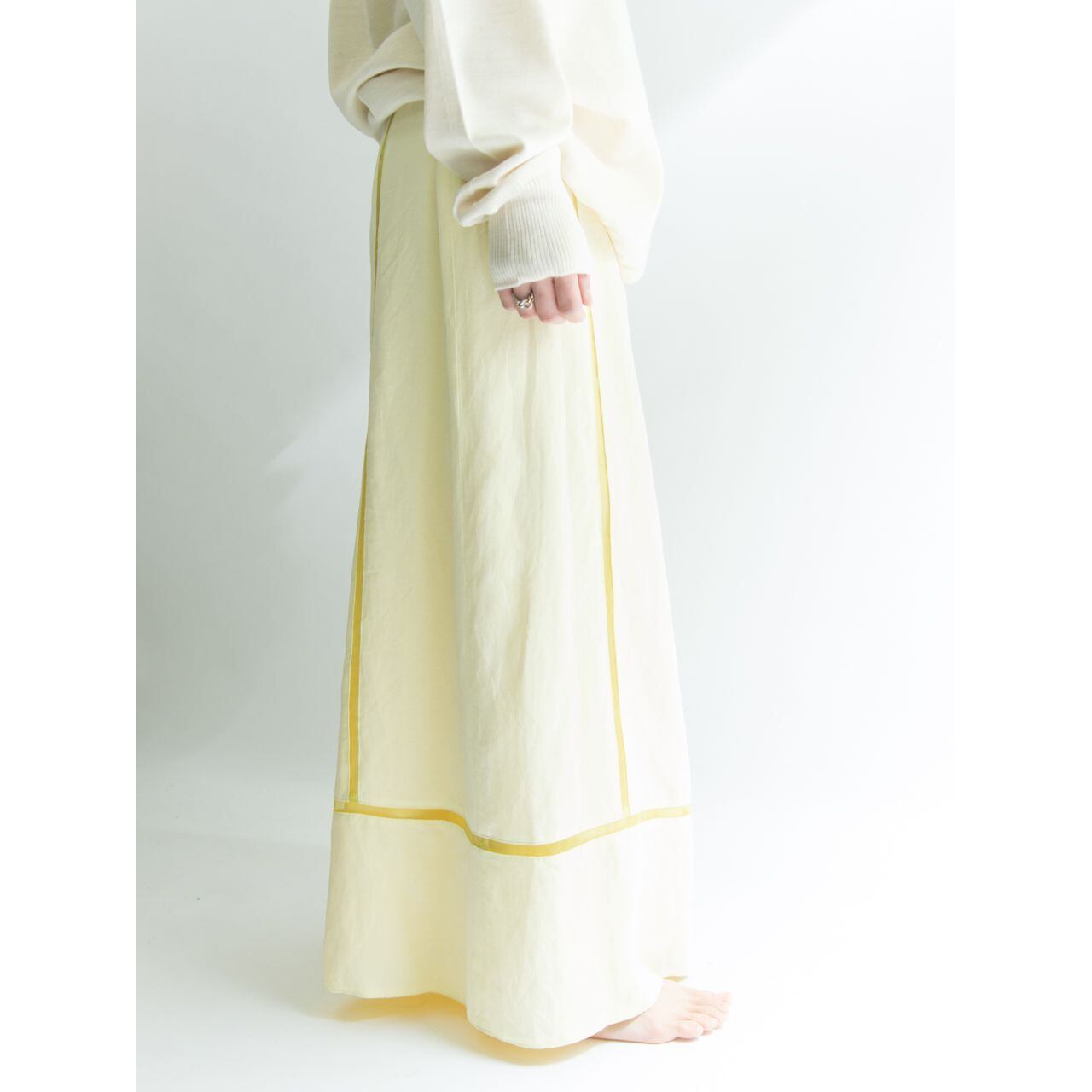 【Made in Estonia】Modal-linen lined maxi skirt（エストニア製 マキシ丈ラインスカート ロング）2d