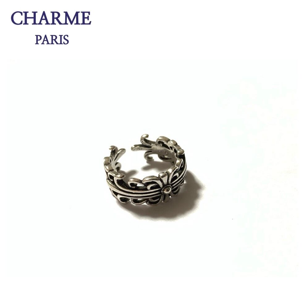 silver cross pinkie ring