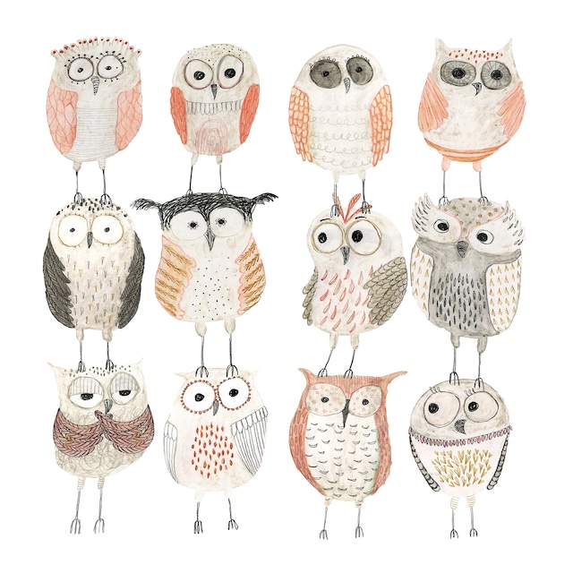 【Paperproducts Design】バラ売り2枚 ランチサイズ ペーパーナプキン Owls ホワイト
