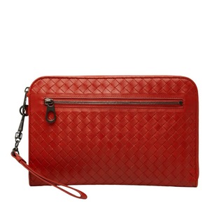 ボッテガヴェネタ イントレチャート クラッチバッグ オレンジ レザー レディース BOTTEGAVENETA 【中古】