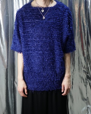 Vintage oversized shaggy lamé knit cut-sew