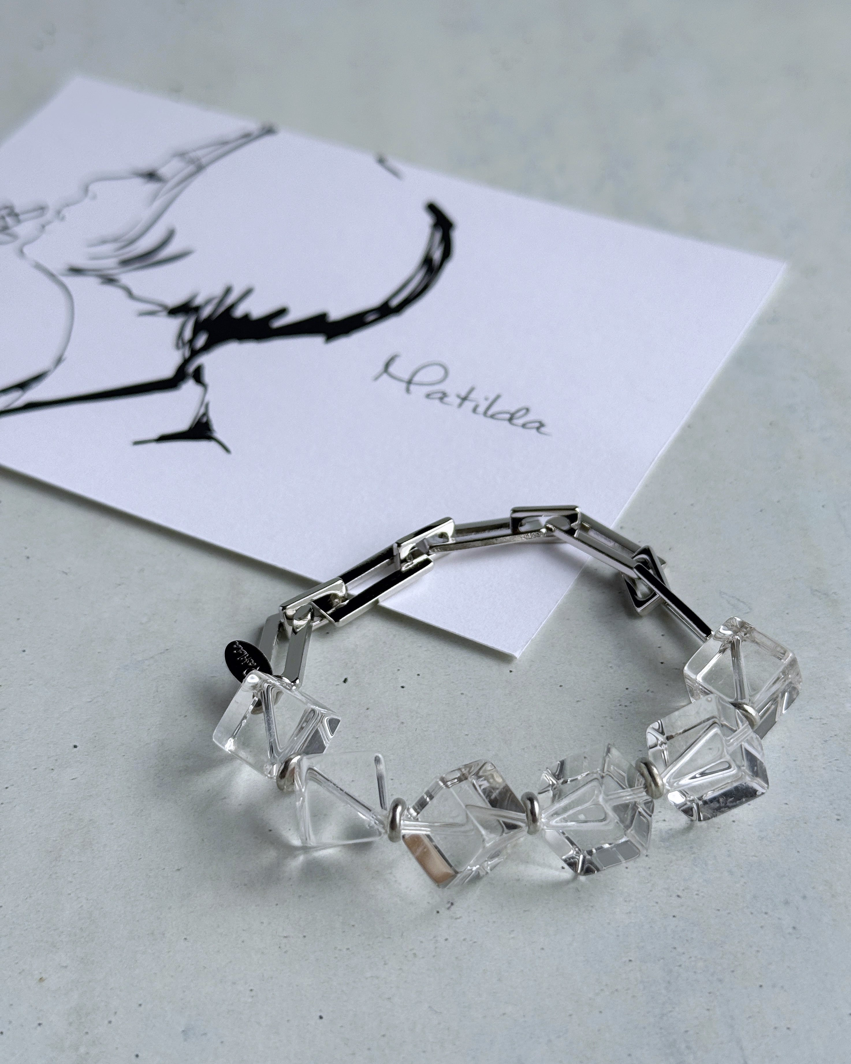 Chain & stone bracelet(キューブクォーツ)