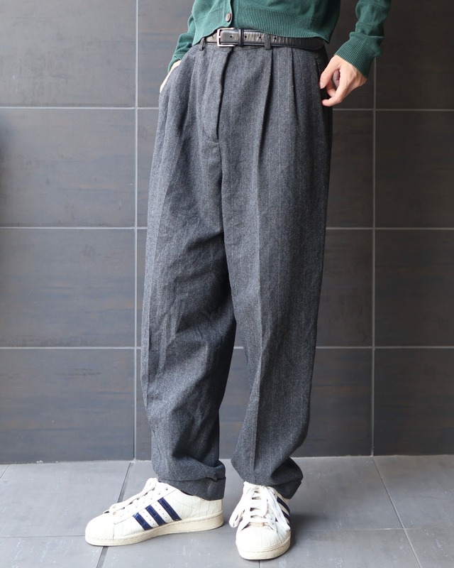 stripe wool double slacks