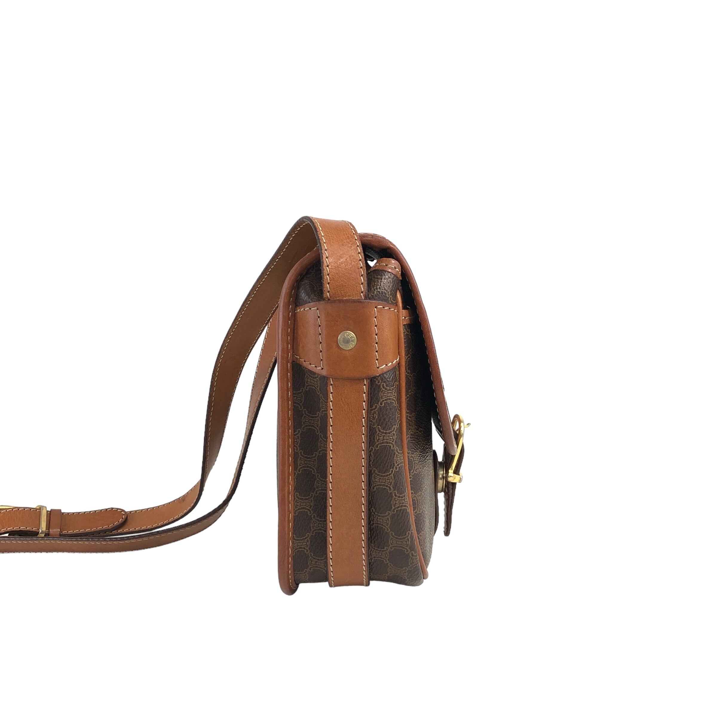 CELINE セリーヌ マカダム ショルダーバッグ ブラウン ブラゾン型押し