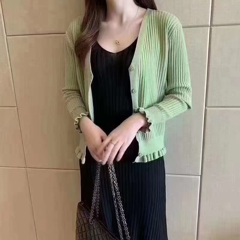 裾フリル　リブカーディガン  AJ−12541-6007