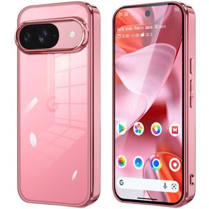 【在庫処分】Google pixel 9/9pro 用 ケース クリア 透明 pixel9/9pro スマホケース カバー 耐衝撃 柔軟 薄型 液晶保護 ソフト tpu メッキ加工(ローズゴールド)