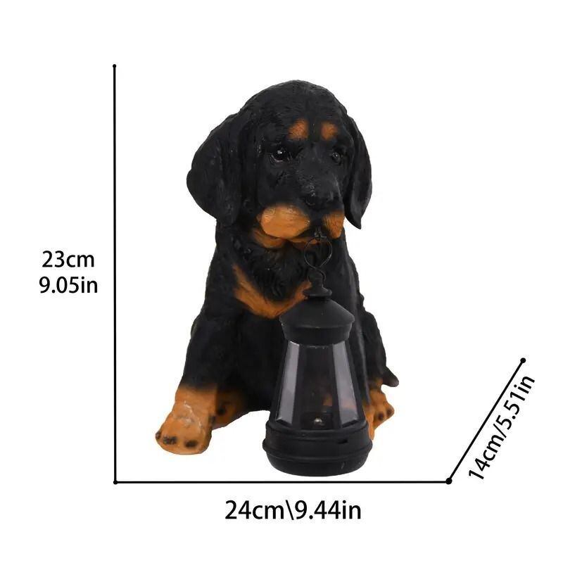 ガーデンオーナメント 犬 子犬 ソーラー LEDライト付き 犬の置物