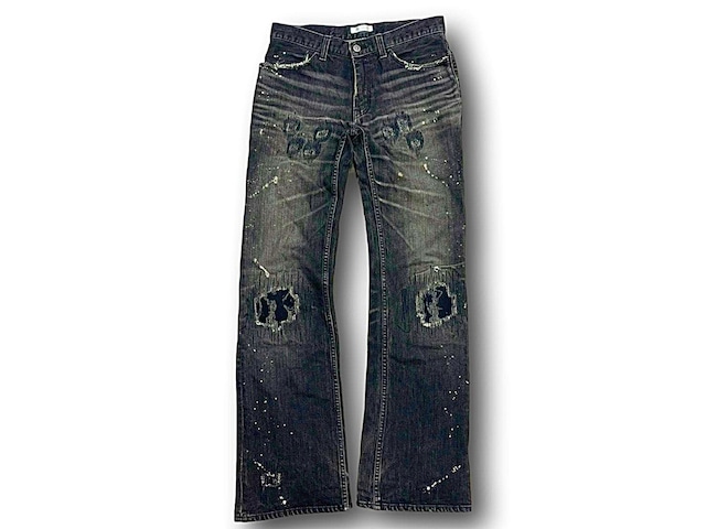 NUMBER (N)INE 2001 STANDARD GRUGNE DENIM PANT BLACK FLARE 3