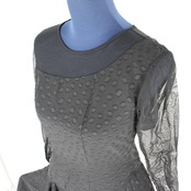 【美品 日本製社交ダンス衣装】ワンピース ドレス SEKINE セキネ Mサイズ 黒 ブラック かわいい 可愛い 清楚 ドット 水玉 清楚