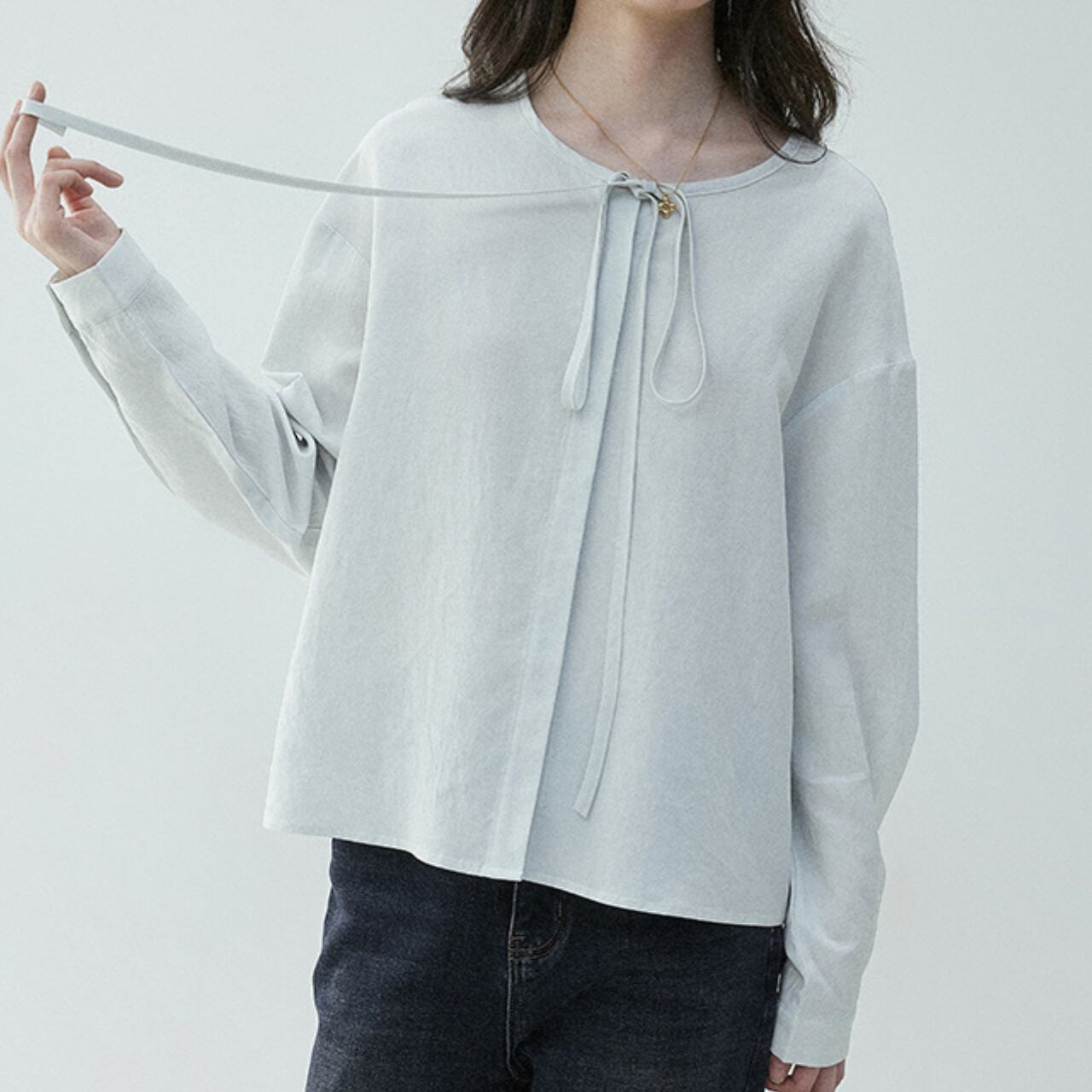 前後2Wayストラップリボンブラウス a0403