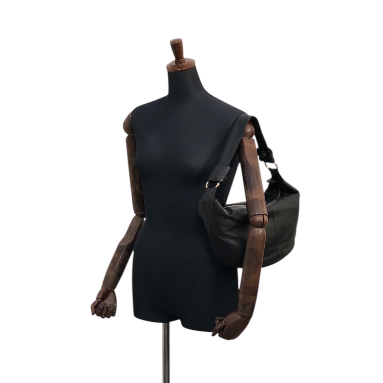 LOEWE ロエベ ショルダーバッグ ブラック ロゴ レザー セミショルダー