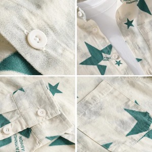 【M-3XL】Star Print Long Sleeve Shirt / スター プリント 長袖 シャツ