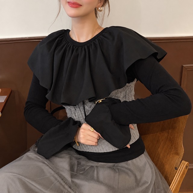 Cape flare cuff blouse　B3045