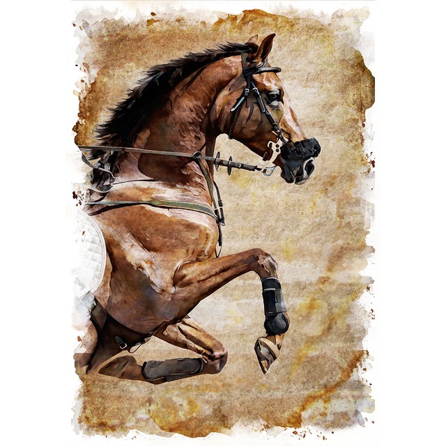 絵画 動物 馬 インテリアアート額付き 水彩画・油絵風 WAT1638